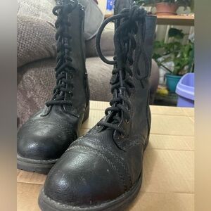 Black Lace-Up Combat Boots
